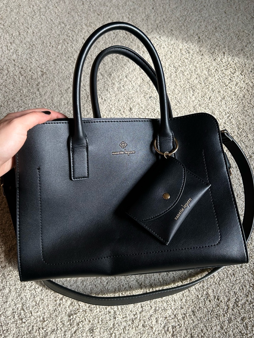 Nanette Lepore Black Tote Bag with Coin Pouch - Women